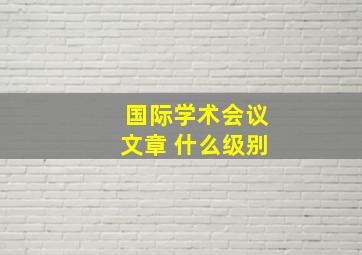 国际学术会议文章 什么级别